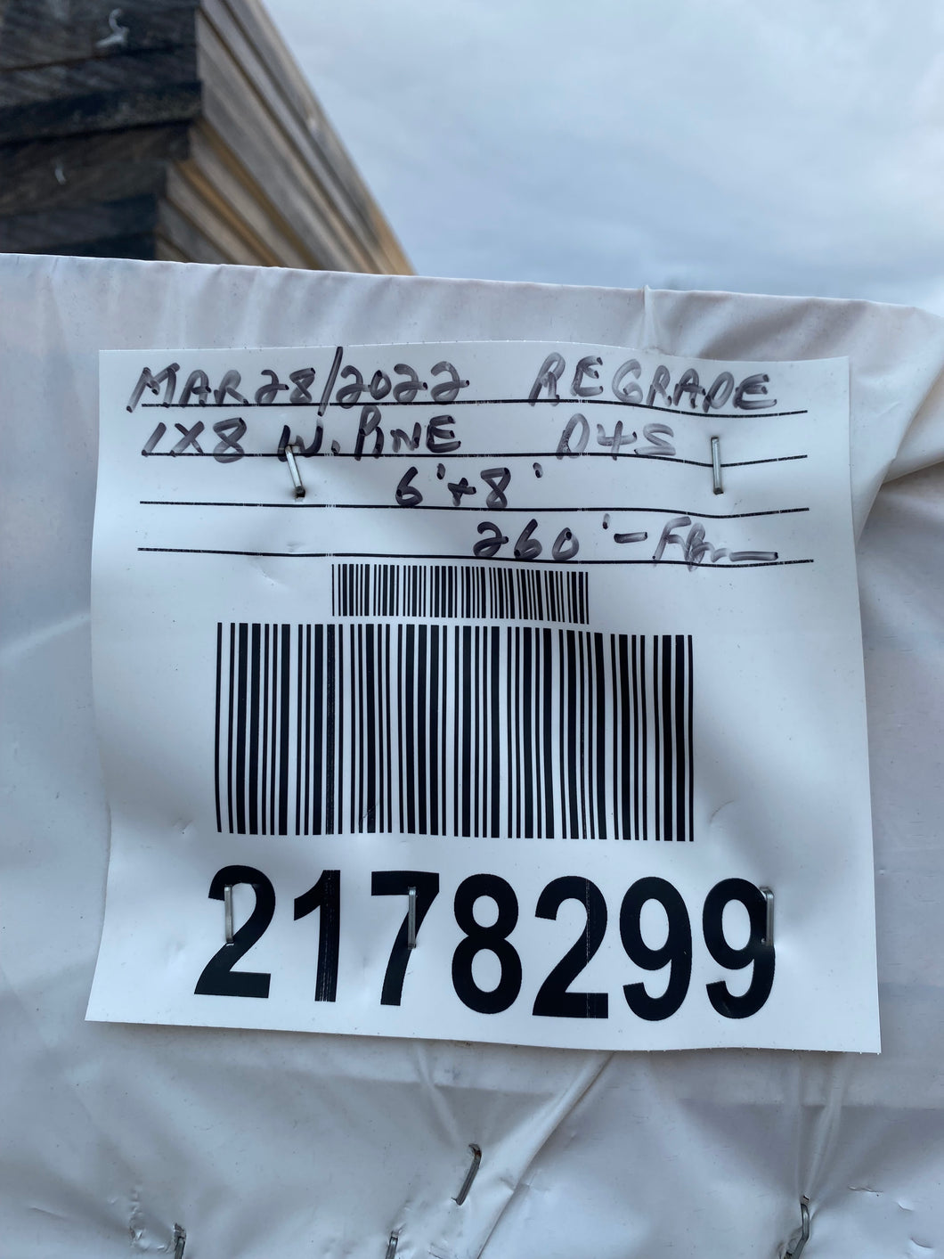 1 x 8 Dressed 4 Sides (D4S) White Pine Regrade Outs